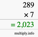 How to calculate 289 times 7 using long multiplication How to calculate 289 times 7 using long multiplication