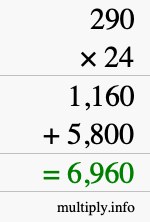 How to calculate 290 times 24 using long multiplication How to calculate 290 times 24 using long multiplication