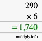 How to calculate 290 times 6 using long multiplication How to calculate 290 times 6 using long multiplication