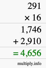 How to calculate 291 times 16 using long multiplication How to calculate 291 times 16 using long multiplication