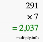 How to calculate 291 times 7 using long multiplication How to calculate 291 times 7 using long multiplication
