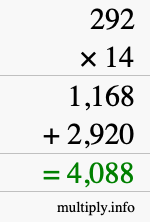 How to calculate 292 times 14 using long multiplication How to calculate 292 times 14 using long multiplication