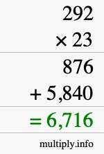 How to calculate 292 times 23 using long multiplication How to calculate 292 times 23 using long multiplication