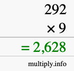 How to calculate 292 times 9 using long multiplication
