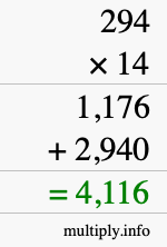 How to calculate 294 times 14 using long multiplication How to calculate 294 times 14 using long multiplication