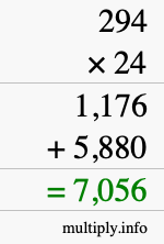 How to calculate 294 times 24 using long multiplication How to calculate 294 times 24 using long multiplication