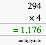 How to calculate 294 times 4 using long multiplication How to calculate 294 times 4 using long multiplication