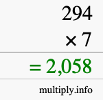 How to calculate 294 times 7 using long multiplication How to calculate 294 times 7 using long multiplication