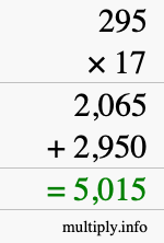 How to calculate 295 times 17 using long multiplication How to calculate 295 times 17 using long multiplication
