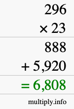 How to calculate 296 times 23 using long multiplication