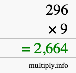 How to calculate 296 times 9 using long multiplication