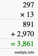 How to calculate 297 times 13 using long multiplication How to calculate 297 times 13 using long multiplication