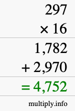 How to calculate 297 times 16 using long multiplication How to calculate 297 times 16 using long multiplication