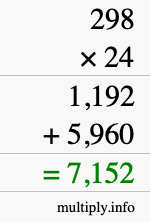 How to calculate 298 times 24 using long multiplication How to calculate 298 times 24 using long multiplication