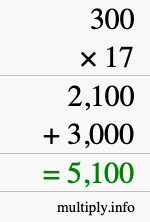 How to calculate 300 times 17 using long multiplication How to calculate 300 times 17 using long multiplication