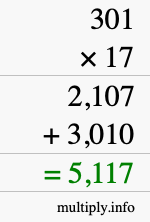 How to calculate 301 times 17 using long multiplication How to calculate 301 times 17 using long multiplication