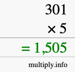 How to calculate 301 times 5 using long multiplication How to calculate 301 times 5 using long multiplication