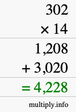 How to calculate 302 times 14 using long multiplication How to calculate 302 times 14 using long multiplication