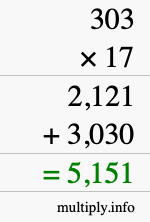 How to calculate 303 times 17 using long multiplication How to calculate 303 times 17 using long multiplication