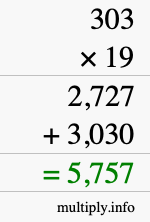 How to calculate 303 times 19 using long multiplication How to calculate 303 times 19 using long multiplication