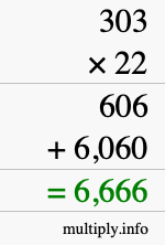 How to calculate 303 times 22 using long multiplication How to calculate 303 times 22 using long multiplication