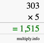 How to calculate 303 times 5 using long multiplication How to calculate 303 times 5 using long multiplication