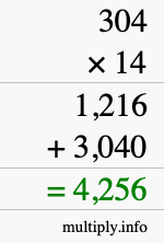 How to calculate 304 times 14 using long multiplication How to calculate 304 times 14 using long multiplication