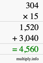 How to calculate 304 times 15 using long multiplication How to calculate 304 times 15 using long multiplication