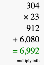 How to calculate 304 times 23 using long multiplication How to calculate 304 times 23 using long multiplication