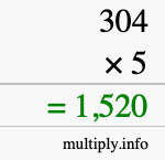 How to calculate 304 times 5 using long multiplication How to calculate 304 times 5 using long multiplication