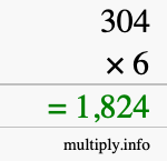 How to calculate 304 times 6 using long multiplication