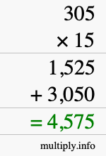 How to calculate 305 times 15 using long multiplication How to calculate 305 times 15 using long multiplication