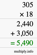 How to calculate 305 times 18 using long multiplication How to calculate 305 times 18 using long multiplication