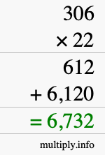 How to calculate 306 times 22 using long multiplication How to calculate 306 times 22 using long multiplication