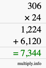 How to calculate 306 times 24 using long multiplication How to calculate 306 times 24 using long multiplication
