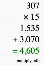 How to calculate 307 times 15 using long multiplication How to calculate 307 times 15 using long multiplication