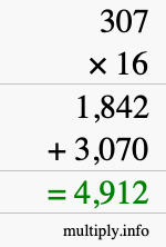 How to calculate 307 times 16 using long multiplication How to calculate 307 times 16 using long multiplication