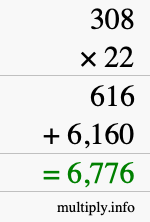 How to calculate 308 times 22 using long multiplication How to calculate 308 times 22 using long multiplication