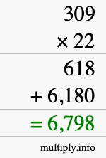 How to calculate 309 times 22 using long multiplication How to calculate 309 times 22 using long multiplication