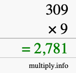 How to calculate 309 times 9 using long multiplication