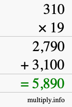 How to calculate 310 times 19 using long multiplication How to calculate 310 times 19 using long multiplication