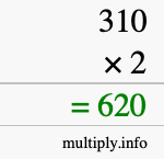 How to calculate 310 times 2 using long multiplication How to calculate 310 times 2 using long multiplication