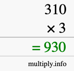 How to calculate 310 times 3 using long multiplication