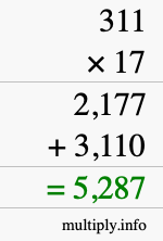 How to calculate 311 times 17 using long multiplication How to calculate 311 times 17 using long multiplication