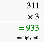 How to calculate 311 times 3 using long multiplication How to calculate 311 times 3 using long multiplication