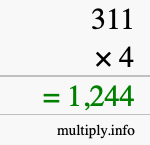 How to calculate 311 times 4 using long multiplication How to calculate 311 times 4 using long multiplication