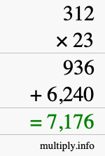 How to calculate 312 times 23 using long multiplication How to calculate 312 times 23 using long multiplication