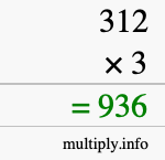 How to calculate 312 times 3 using long multiplication How to calculate 312 times 3 using long multiplication