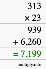 How to calculate 313 times 23 using long multiplication How to calculate 313 times 23 using long multiplication