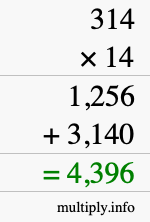How to calculate 314 times 14 using long multiplication How to calculate 314 times 14 using long multiplication